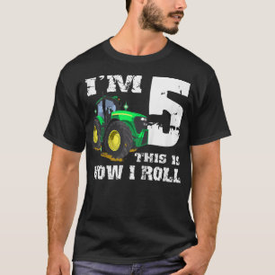 Kids Im 5 Farm Barnyard Tractor 5th Birthday Party T-Shirt