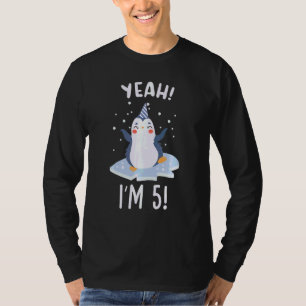 Kids I'm 5 Penguin Five Years Old Fifth Birthday 5 T-Shirt