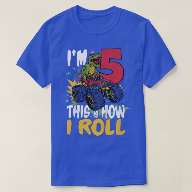 Kids I'm 5 This Is How I Roll Kid's Monster Truck  T-Shirt (Design Front)