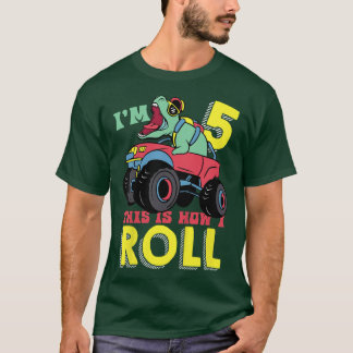 Kids I'm 5 This Is How I Roll monster Truck 5th Bo T-Shirt