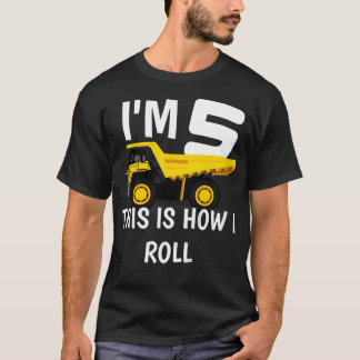 Kids I'm 5 This Is How I Roll - Truck birthday Boy T-Shirt