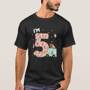 Kids I'm 5 Year Old 5th Birthday Ice Cream Lover K T-Shirt