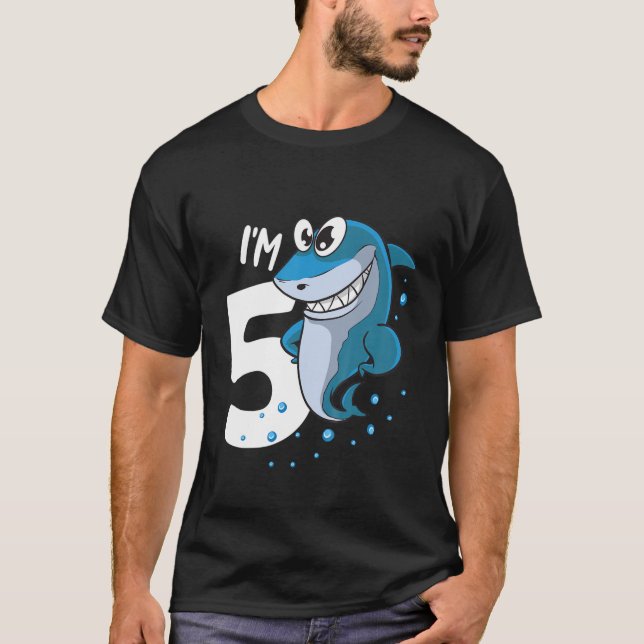Kids I'm 5 Years Old Shark 5Th Birthday T-Shirt (Front)