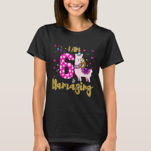 Kids Im 6 Years Old and Llamazing  6th birthday sl T-Shirt