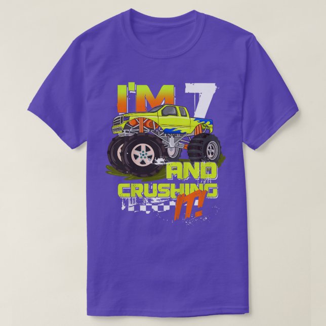 Kids I'm 7 And Crushing It - Monster Truck 7 Years T-Shirt (Design Front)