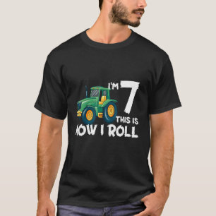 Kids I'm 7 This Is How I Roll Tractor 7 Year Old B T-Shirt