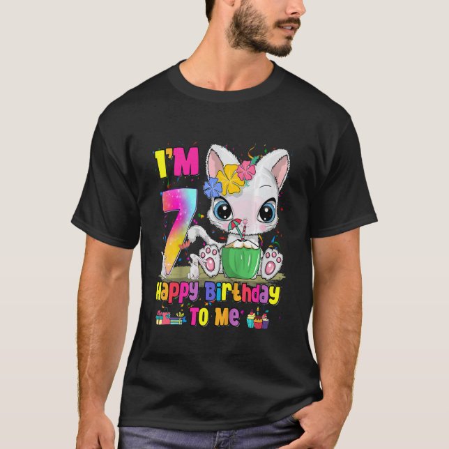 Kids I'm 7 Years Old  7th Birthday Girls Teens Haw T-Shirt (Front)