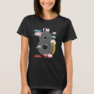 Kids I'm 8 Year Old Car Fire Truck Aeroplane 8th B T-Shirt