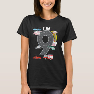 Kids I'm 9 Year Old Car Fire Truck Aeroplane 9th B T-Shirt
