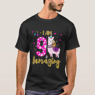 Kids Im 9 Years Old and Llamazing 9th birthday sl T-Shirt