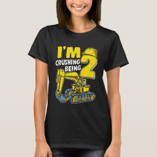 Kids I'm Crushing Being 2 Years Boys Excavator 2nd T-Shirt