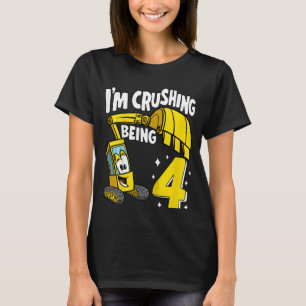 Kids I'm Crushing Being 4 Years Boys Excavator 4th T-Shirt
