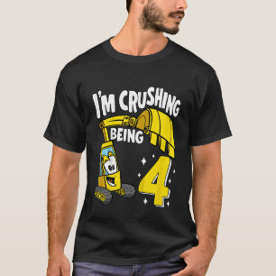 Kids I'm Crushing Being 4 Years Boys Excavator 4th T-Shirt