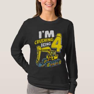 Kids I'm Crushing Being 4 Years Boys Excavator 4th T-Shirt