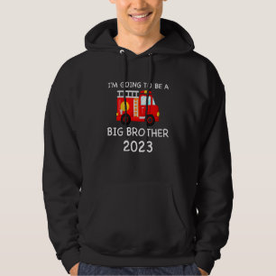 Kids I'm Going To Be A Big Brother 2023 Firetruck Hoodie