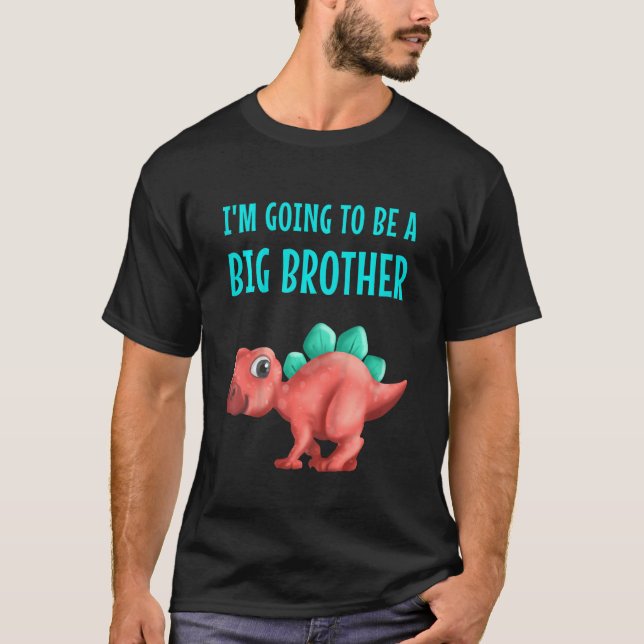Kids I'm Going To Be A Big Brother  Cute Kids Dino T-Shirt (Front)