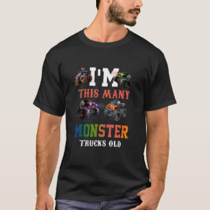 Kids I'm Many Monster Truck Old 4th Birthday Boys T-Shirt