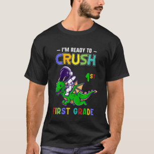 Kids I'm Ready To Crush 1st Grade Astronaut Riding T-Shirt