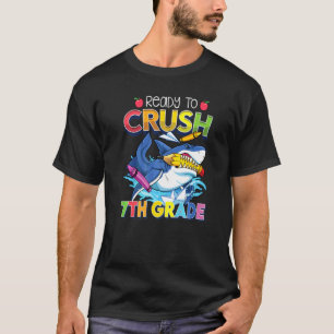Kids I'm Ready To Crush 7th Grade Shark Back To Sc T-Shirt