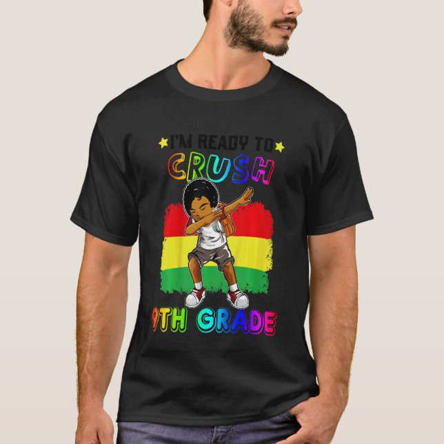 Kids I'm Ready To Crush 9th Grade Afro Black Boys  T-Shirt (Front)