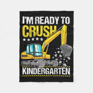 Kids I'm Ready To Crush Kindergarten Construction Fleece Blanket