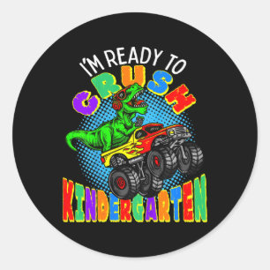 Kids I'm Ready to Crush Kindergarten Dinosaur Mons Classic Round Sticker