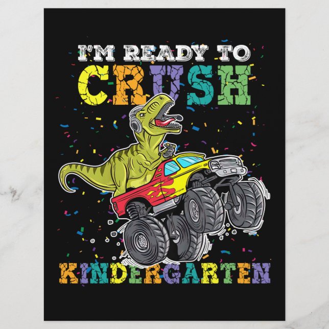Kids I'm Ready To Crush Kindergarten Monster Truck Custom Letterhead (Front)