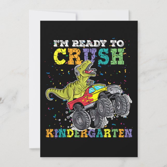 Kids I'm Ready To Crush Kindergarten Monster Truck Invitation (Front)