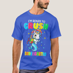 Kids I'm Ready To Crush Kindergarten Unicorn Back  T-Shirt