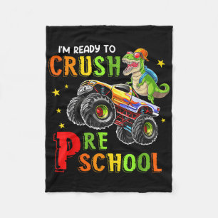 Kids Im Ready To Crush Pre-k Dinosaur Back To Scho Fleece Blanket