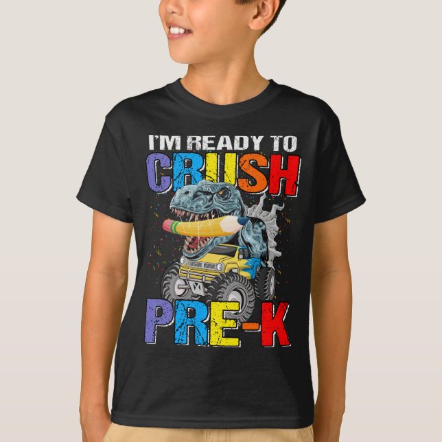 Kids I'm Ready To Crush Pre-K Monster Truck  T-Shirt (Front)
