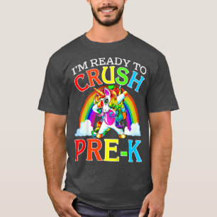 Kids I'm Ready To Crush Pre K TShirt Unicorn Back