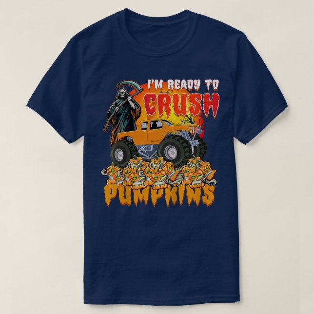 Kids I'm Ready To Crush Pumpkins Halloween Monster T-Shirt (Design Front)