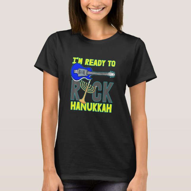 Kids Im Ready To Rock Hanukkah Guitar Music Instru T-Shirt (Front)