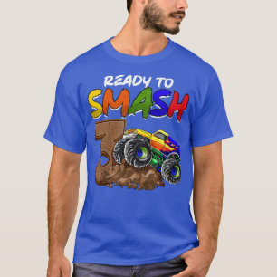 Kids I'm Ready To Smash Being 3 Monster Truck Birt T-Shirt