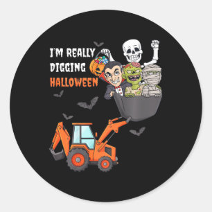 Kids I'm Really Digging Halloween Skeleton Zombie  Classic Round Sticker