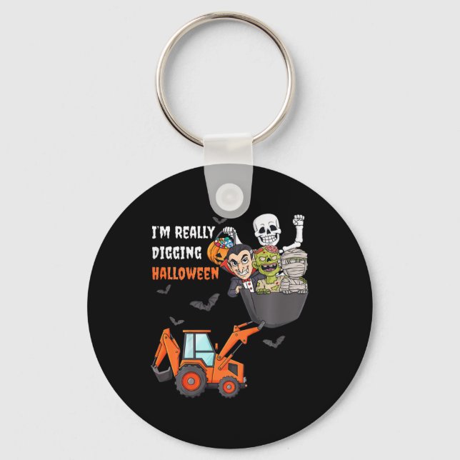 Kids I'm Really Digging Halloween Skeleton Zombie  Key Ring (Front)