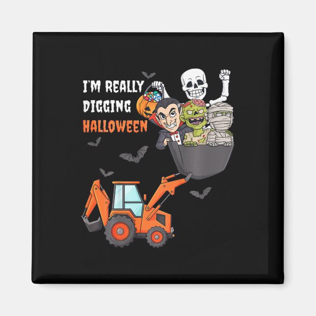 Kids I'm Really Digging Halloween Skeleton Zombie  Magnet (Front)
