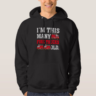 Kids Im This Many Fire Trucks Old  Four Year Old B Hoodie