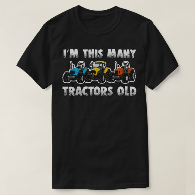 Kids Im this Many Tractors 3 Year Old Birthday Boy T-Shirt (Design Front)