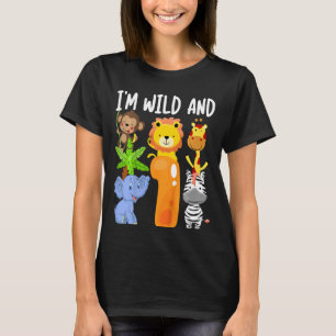 Kids I'm Wild And 1 One Zoo 1st Birthday Safari Ju T-Shirt