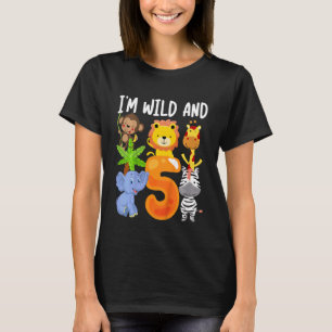 Kids I'm Wild And 5 Five Zoo 5th Birthday Safari J T-Shirt