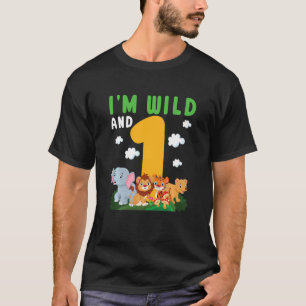 Kids I'm wild And One Safari Zoo Animal Theme 1 Ye T-Shirt