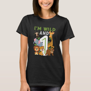 Kids I'm wild And One Safari Zoo Animal Theme 1 Ye T-Shirt