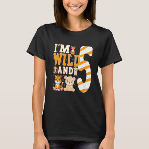 Kids I'm wild And One Safari Zoo Animal Theme 5 Ye T-Shirt