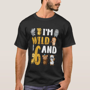 Kids I'm wild And One Safari Zoo Animal Theme 6 Ye T-Shirt