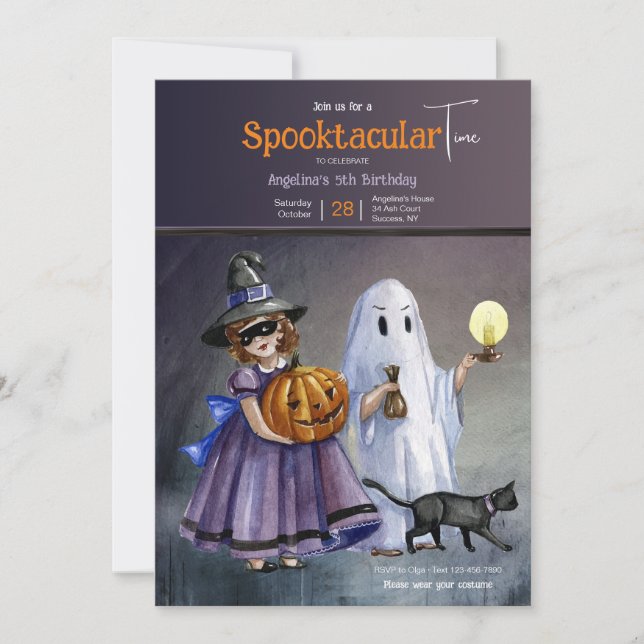 Kids in Costume Halloween Birthday Party Invitation (Front)