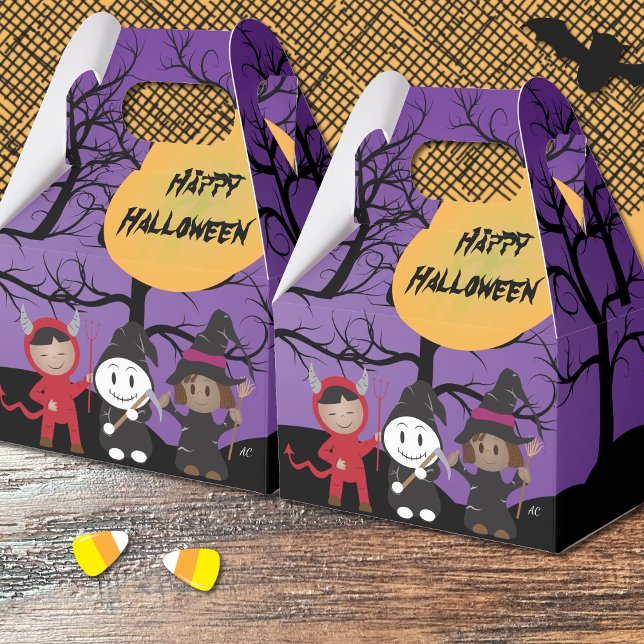 Kids in Costume Purple Halloween Favour Box (Creator Uploaded)