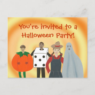 Kids in Costumes, Halloween Party Invite postcards
