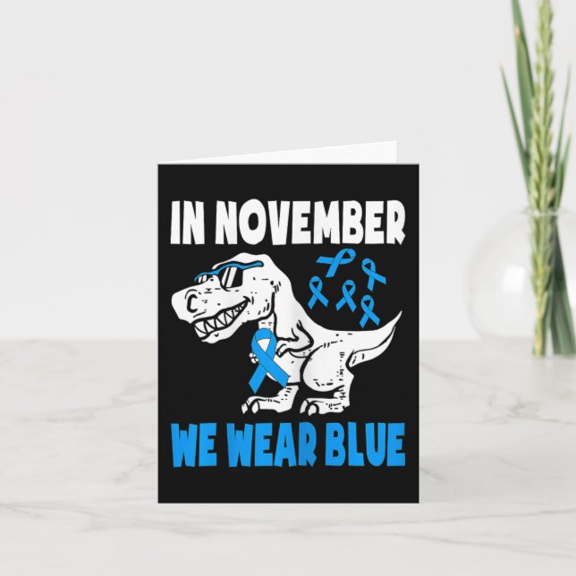 Kids In November We Wear Blue Diabetes Awareness T Card (Front)
